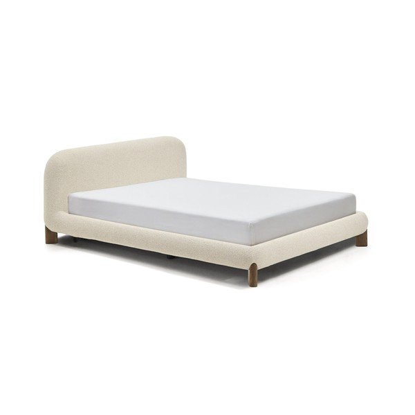 Béžová čalúnená dvojlôžková posteľ bez roštu 180x200 cm Odina – Kave Home
