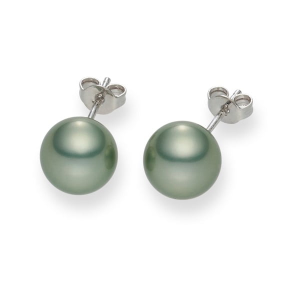 Svetlozelené perlové náušnice Pearls Of London Mystic