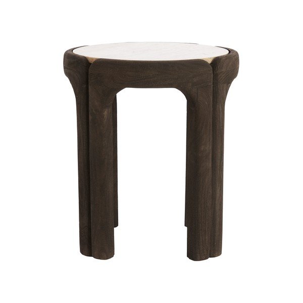 Okrúhly odkladací stolík s doskou z kameňa ø 45 cm Ali – Light & Living-image-2