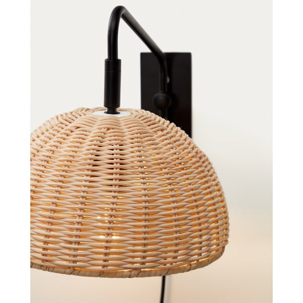 Nástenné svietidlo v čierno-prírodnej farbe ø 23 cm Damila – Kave Home-image-2