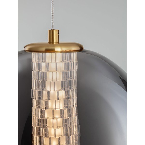 Sivé kovové LED závesné svietidlo so skleneným tienidlom ø 22 cm Navi – Nova Luce-image-2