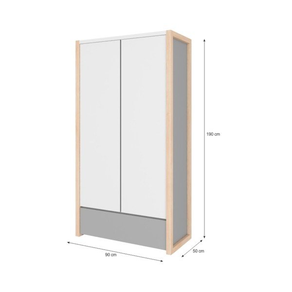 Sivá dvojdverová šatníková skriňa BELLAMY Pinette-image-2