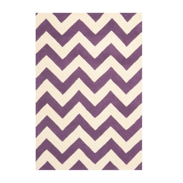 Bielo-fialový vlnený koberec Safavieh Crosby Purple, 121 × 182 cm