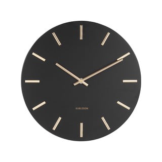 Čierne nástenné hodiny s ručičkami v zlatej farbe Karlsson Charm, ø 30 cm