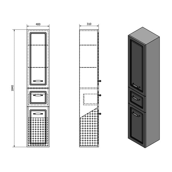 Biela kúpeľňová skrinka 40x184 cm Favolo – Sapho-image-4