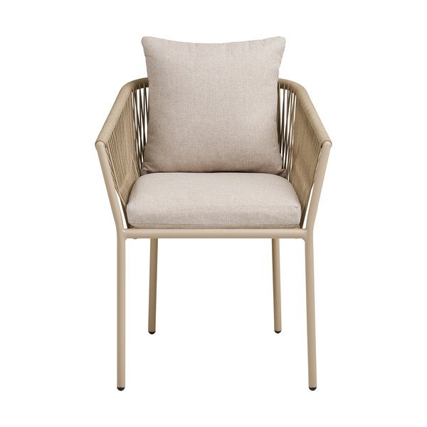 Béžová kovová/polstrovaná záhradná stolička Salerno – House Nordic-image-2