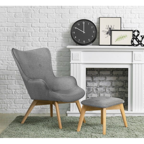 Sivé kreslo s podnožkou Niko – Ropez-image-1