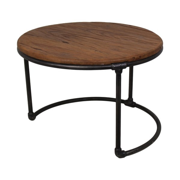 Odkladací stolík z teakového dreva a kovu HSM Collection Round, 60 × 60 cm