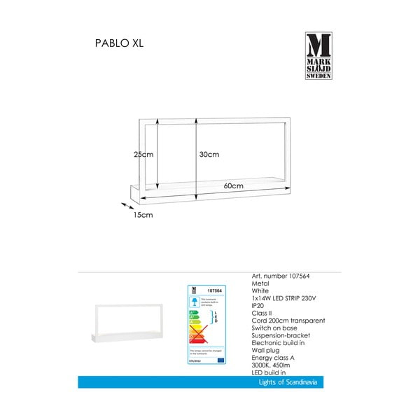 Biele nástenné svietidlo Markslöjd Pablo-image-2