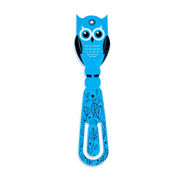 Modrá LED lampička na čítanie Thinking gifts Flexilight Owl