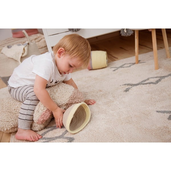 Modrý krémový prateľný ručne tkaný bavlnený koberec 120x160 cm Atlas Natural – Lorena Canals-image-4