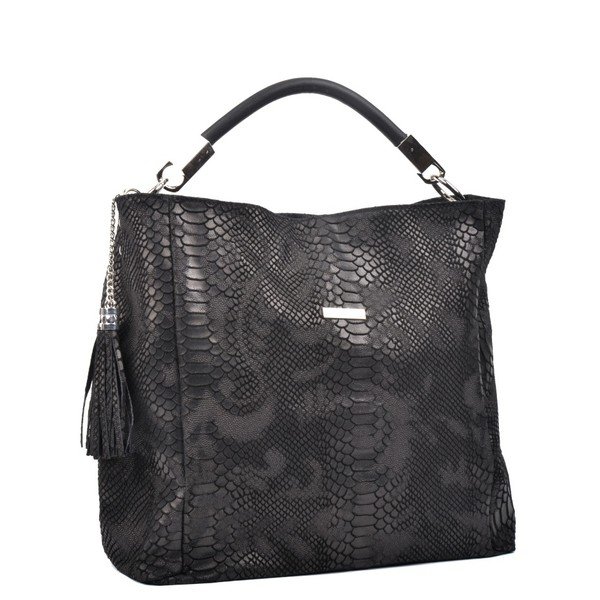 Čierna kožená kabelka Carla Ferreri Druhno-image-2