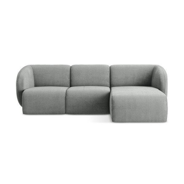 Sivá ženilková rohová pohovka (pravý roh/s leňoškou) Lani – Makamii