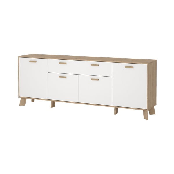 Biela/v prírodnej farbe komoda v dekore duba 196x73x39 cm Ikast – Tvilum-image-2