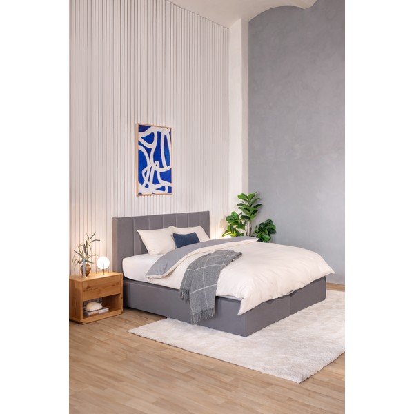 Sivá boxspring posteľ 160x200 cm Olia Bold Line – Bonami Selection-image-1