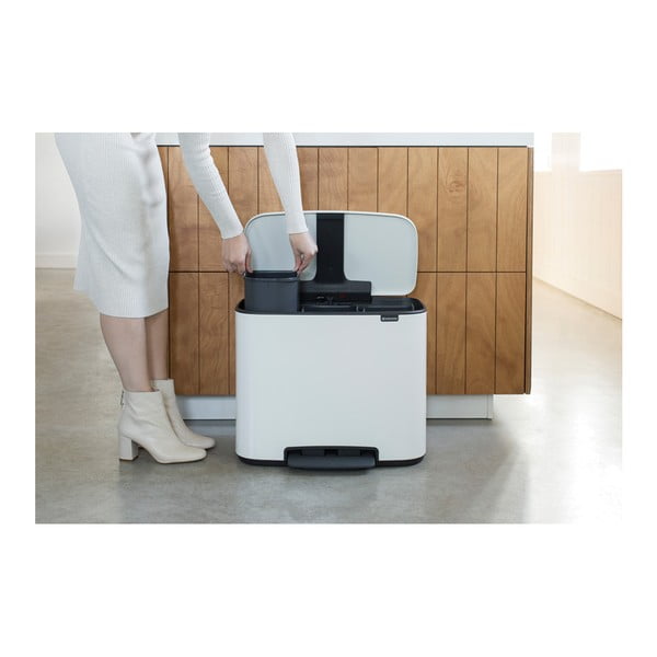 Biely nášľapný oceľový odpadkový kôš na triedený odpad 33 l Bo – Brabantia-image-2