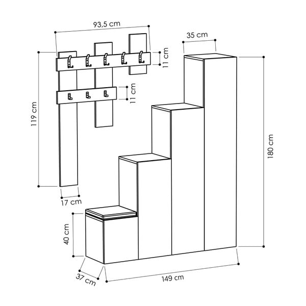 Set bielej skrine a nástenného vešiaka Homitis Up-image-2