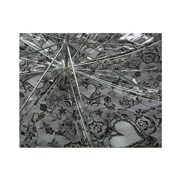 Transparentný dáždnik s čiernymi detailmi Birdcage Heart, ⌀ 95 cm-image-1