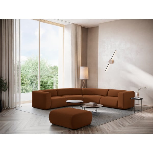 Oranžová/hnedá zamatová podnožka Ekahi – Makamii-image-1