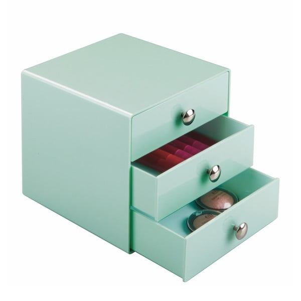 Mätovozelený úložný box s 3 zásuvkami iDesign Drawers, výška 16,5 cm-image-2