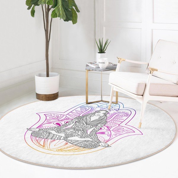 Biely prateľný okrúhly koberec vhodný pre robotické vysávače ø 120 cm Comfort – Mila Home-image-2