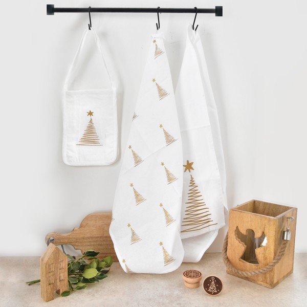 Bavlnené utierky s taškou s vianočným motívom v súprave 50x70 cm – Orion-image-1