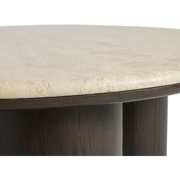 Okrúhly konferenčný stolík s mramorovou doskou v tmavo prírodnej farbe ø 90 cm Piazze – Unique Furniture-image-4