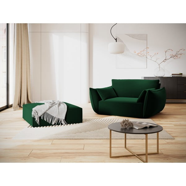 Tmavozelená zamatová podnožka Vanda – Mazzini Sofas-image-1
