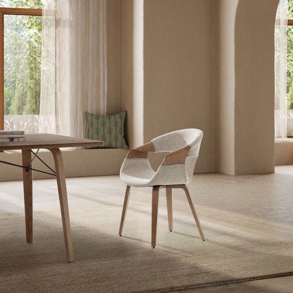 Béžové čalúnené jedálenské kreslá v súprave s podrúčkami 2 ks Elif – MOME-image-1