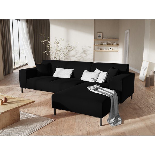 Čierna zamatová rohová pohovka Cosmopolitan Design Siena, pravý roh-image-1