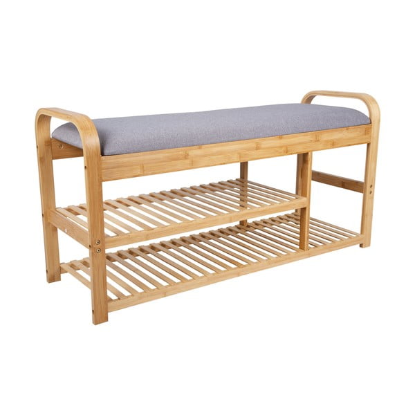 Sivá/prírodná bambusová polica na topánky s lavicou – Leitmotiv