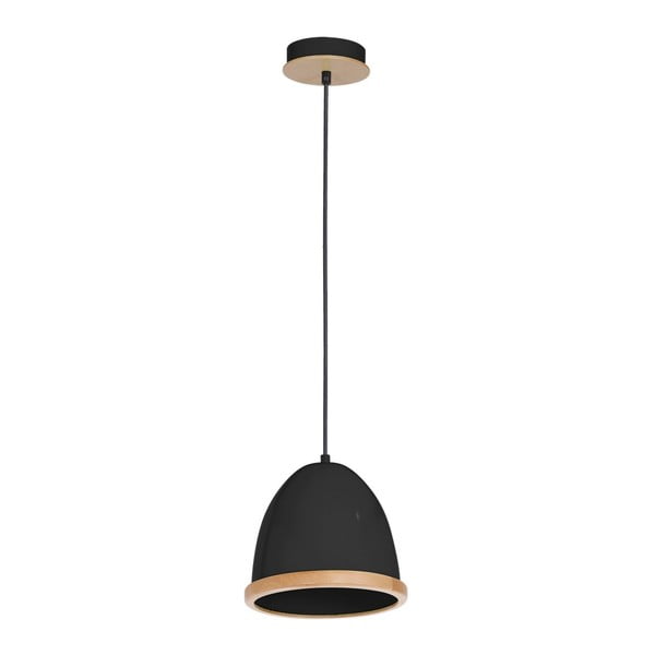 Čierne závesné svietidlo s drevenými detailmi Homemania Studio Uno Lungo