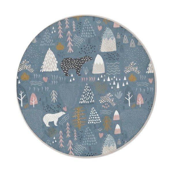 Modrý prateľný detský koberec ø150 cm Forest Land – Mila Home