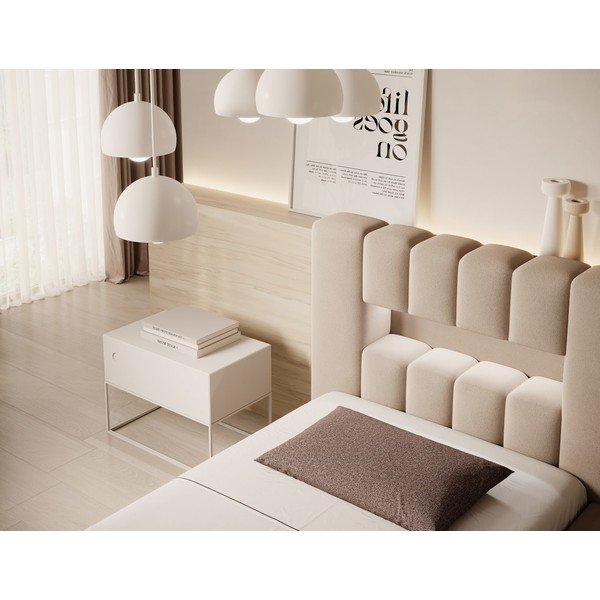 Svetlohnedá čalúnená jednolôžková posteľ s úložným priestorom s roštom 90x200 cm Lamica – ELTAP-image-4