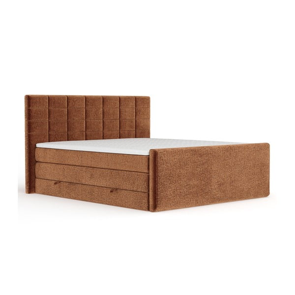 Oranžová boxspring posteľ s úložným priestorom 160x200 cm Ava – Maison de Rêve