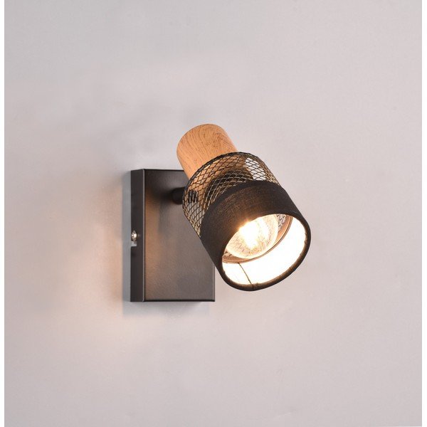 Nástenné svietidlo v čiernej a prírodnej farbe ø 7 cm Nandini – Trio-image-2