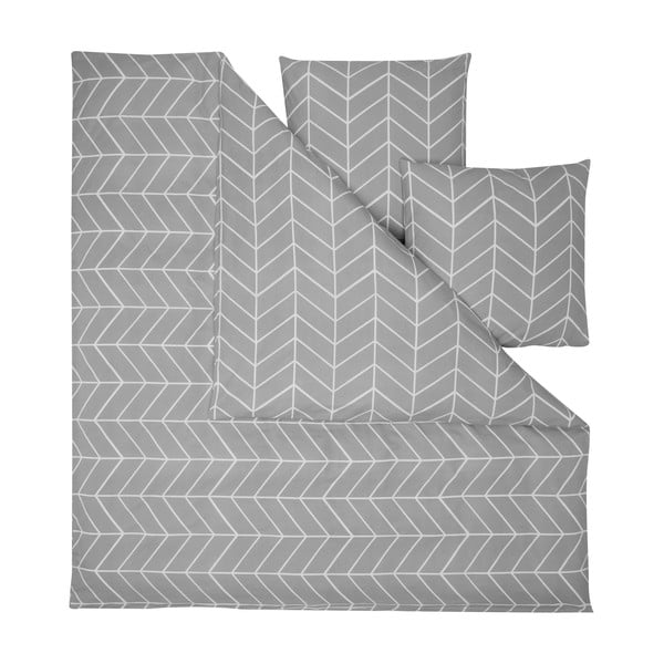 Sivé flanelové obliečky na dvojlôžko Westwing Collection Yule, 200 x 200 cm