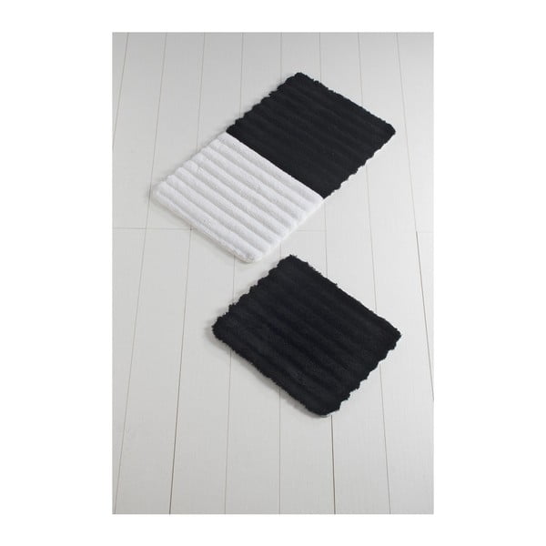Sada 2 čierno-bielych kúpeľňových predložiek Confetti Bathmats Soft Black