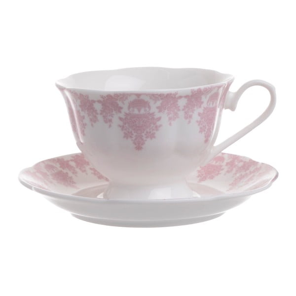Ružová čajová šálka s tanierikom InArt Elizabeth