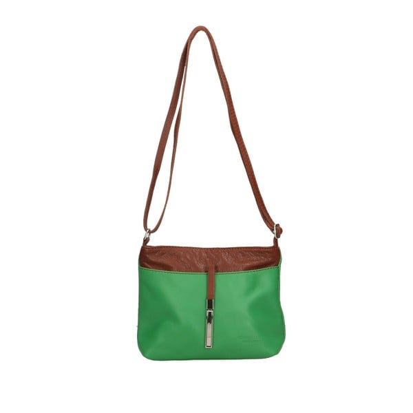 Zelená kožená kabelka s hnedými detaily Roberto Buono Meril