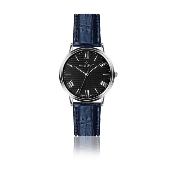 Pánske hodinky s opaskom v modrej farbe z pravej kože Frederic Graff darom