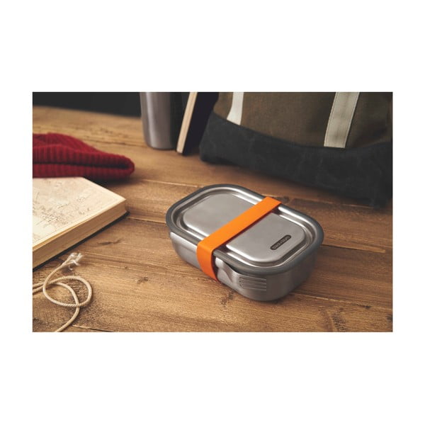 Desiatový box z antikoro ocele s oranžovým remienkom Black + Blum-image-2