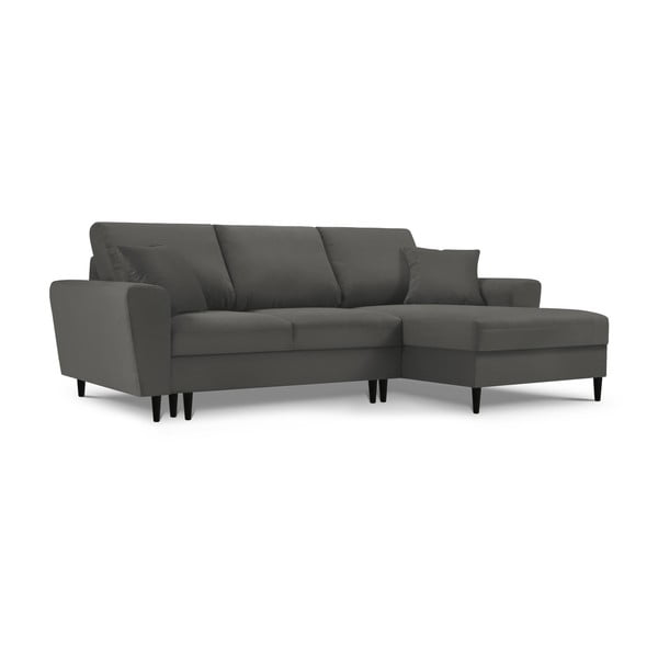 Tmavosivá menčestrová rozkladacia/s úložným priestorom rohová pohovka (pravý roh/s leňoškou) Kyoto – Cosmopolitan Design-image-4