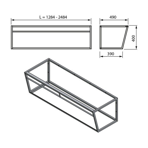 Biely/čierny kovový závesný podstavec pod umývadlo 218x40 cm Aruba – Sapho-image-2