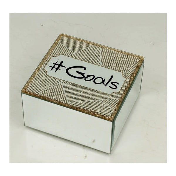 Úložná škatuľka na šperky zo skla a kovu Duo Gift Goals, 12 × 12 cm