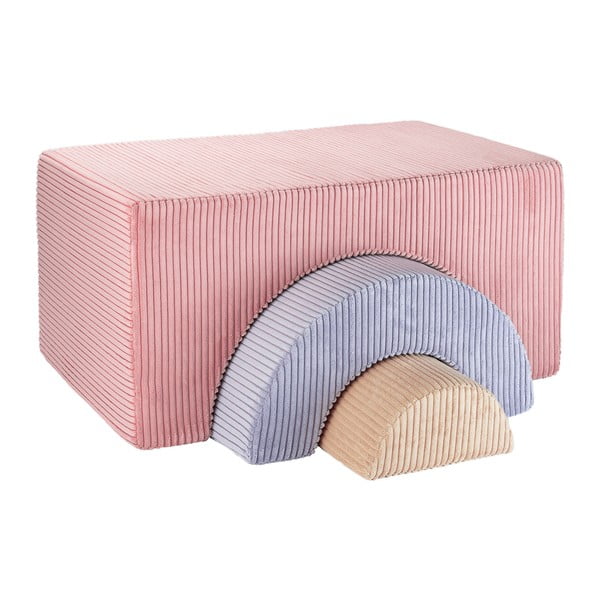 Ružové menčestrové penové ihrisko 75x49x37 cm Rainbow Montessori – Wigiwama