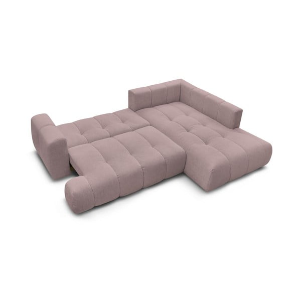 Ružová rozkladacia/s úložným priestorom rohová pohovka (pravý roh/do L) Fuji – Bobochic Paris-image-4