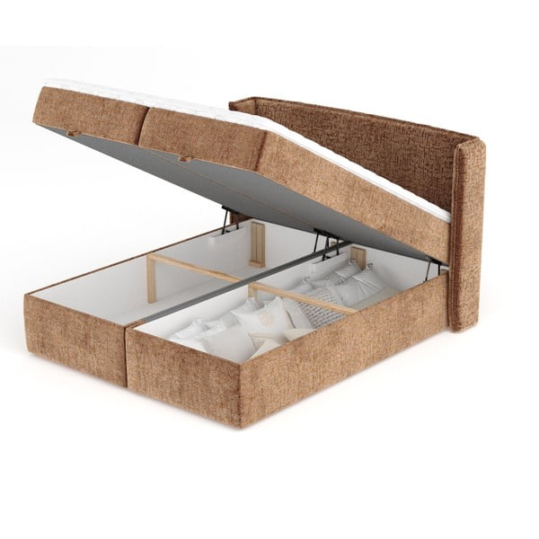 Oranžová boxspring posteľ s úložným priestorom 160x200 cm Passion – Maison de Rêve-image-3