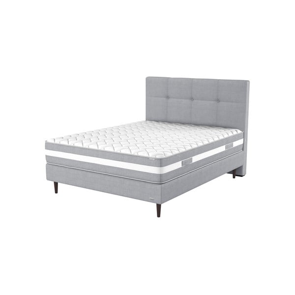 Sivá boxspring posteľ s ozdobným čelom a matracom z pamäťovej peny Ted Lapidus Maison PÉRIDOT, 160 × 200 cm-image-1