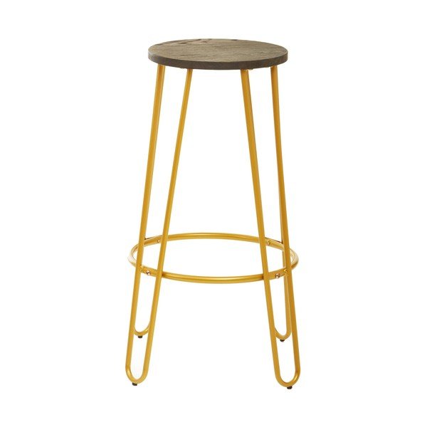 Barová stolička z brestového dreva v zlatej farbe/v prírodnej farbe (výška sedadla 75 cm) District – Premier Housewares-image-2